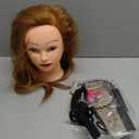 Mannequin Head with 80% Human Hair, TopDirect 24" Blonde Real Hair Cosmetology Mannequin Head Hair Styling Hairdressing Practice Training Doll Heads with Clamp Holder and Tools