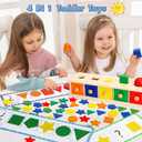Peacurh Montessori Toys Wooden Color & Shape Sorter Toys for Toddlers 1-3, Matching Box Sorting Blocks Manipulatives Preschool Learning Educational Toy for 1 2 3 4 Year Old Boy Girl Kid Gifts