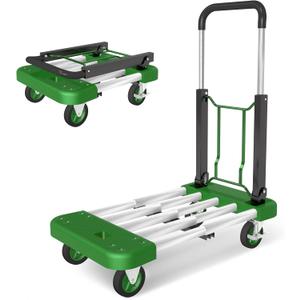 WarmyouHaul Pro Folding Hand Truck, 441LBS Capacity, Adjustable Platform (24-30") & Handle (28-35") 4" Rubber Wheels with 360° Swivel & Parking Brake, for Moving, Commercial, Apartment , Warehouse Use
