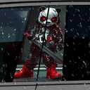 1 Pair Halloween Themed Car B-Pillar Decals, Horror Killer Waterproof Vinyl Car Center Pillar Stickers, Panda Killer Car Window Door Sticker Decal 11" x 18.9" (Fierce Panda)