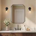 ANDY STAR Black Octagon Bathroom Mirror, 24x32 Inch Stainless Steel Metal Frame, Anti-Rust, Shatterproof HD Glass, Wall Mounted for Bathroom, Bedroom, Living Room