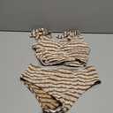 Striped Bow Tie Swimsuit Women High Waisted Two Piece Bathing Suit Round Neckline Sexy Beach Vacation Swimwear, M