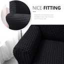 NICEEC Loveseat Slipcover Black Loveseat Cover 1 Piece Easy Fitted Sofa Couch Covers Universal High Stretch Durable Furniture Protector Love Seat with Skirt Country Style (2 Seater Black)