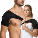 1 PC Shoulder Brace for Men and Women for Pain Relief - Shoulder Support & Compression Sleeve for Torn Rotator Cuff, AC Joint, Dislocation - Adjustable Design (Black, S)