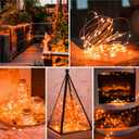 3 x Orange Fairy Lights Battery Operated (Included), 8 Modes & Auto timer, 16FT 50Led Mini Twinkle Silver Wire Firefly Starry lights, Waterproof Battery Operated Lights for Party Bedroom Christmas