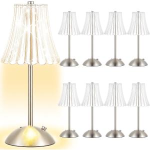 8 Pcs Cordless Table Lamp Rechargeable Touch Lamp Silver Flower