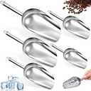 5 Pack 3/6/9/12/16 Ounce Stainless Steel Ice Scoop Set Metal Ice Scoop with Hanging Loop Kitchen Utility Scoops Set for Ices Cube/Coffee Bean/Popcorn/Dog Food