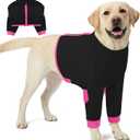 KOESON Dog Front Leg Sleeve, Dog Recovery Suit with Elbow Protector, Soft Dogs Sleeve to Stop Licking After Surgery, Long Sleeve Recovery Shirt with Zipper for Large Dogs, Alternative to Cone, Black, Large