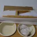 Ceramic Adjustable Raised Dog Bowls with Durable Non-Slip Bamboo Elevated for Medium Dog Food and Water Bowl Pet Feeding Dish(Double 6.9" Bowl, Cream White)