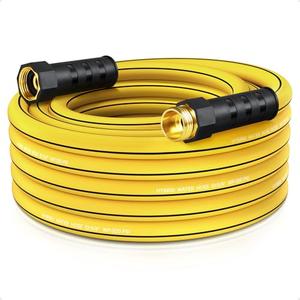Heavy Duty Garden Hose 25ft x 5/8", NON-EXPANDABLE Flexible Water Hose for Outside, Kink Resistant Lightweight Hybrid Hose, Leakproof Rubber Hose for Outdoor, Yard, Car Wash, Garden