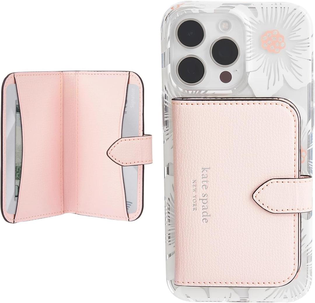 kate spade new york Morgan Magnetic Phone Wallet/Card Holder - Compatible with MagSafe Phones and Cases - Chalk Pink