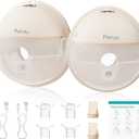 Paruu Hands Free Breast Pump P16, Wearable Breast Pump Electirc Portable with 4 Modes & 12 Levels, Max 309mmHg Strong Suction 19/21/24mm Flange Inserts Wearable Breastfeeding Pump, 2 PackNude