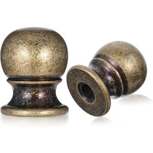 cobee 2 Pcs Lamp Finials for Lamps, Antique Brass Finial Cabinet Knobs Lamp-Shade Screw Caps, Lamps Shade Topper Ball Kitchen Cabinet Hardware for Table Floor Lamp