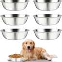 kathson 6 PCS Large Stainless Steel Dog Bowls, Replacement Metal XL Pet Puppy Food Water Bowl Set Suit for Indoor Outdoor, Dog Feeding Dish for Small, Medium, Large Dogs, Dishwasher Safe (8.9 in)
