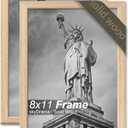 skyDrama Natural Solid Wood 8x11 Picture Frame, Display 8 x 11 Inch Picture Poster Photo, Vertical & Horizontal Wall Hanging  2 Pack/Natural/8"x11"