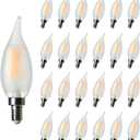 AMDTU 24 Pack Frosted LED Candelabra Light Bulbs, 40 Watt Equivalent Type B Light Bulbs Soft White 2700K, E12 Base Chandelier Light Bulbs Dimmable, Candle Light Bulb 40W Replacement (24 Count (Pack of 1), 4w=40w 2700k Soft White)