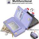 Antsturdy Compatible with iPhone 11 Pro Max Wallet Case,RFID Blocking PU Leather Phone Case Women Men flip Shockproof Cover Wrist Strap Zipper Credit Card Holder Slots,for Apple 11 ProMax,Light Purple