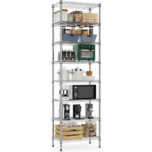 MZG 8 Tier 2000 lbs Storage Rack Metal Wire Shelving Unit, Storage Standing Shelf Organizer for Laundry Bathroom Kitchen Pantry Closet Garage Basement Utility Room, Chrome 13.8" D x 23.6" W x 79.5" H