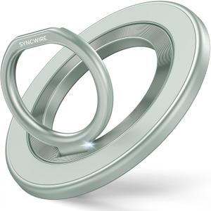 Syncwire Magnetic Phone Ring Holder for MagSafe, Cell Phone Grip Stand Finger Ring Kickstand With Two-Sided Magnetic Compatible iPhone 16 Pro Max 15 14 13 12 Android, Green