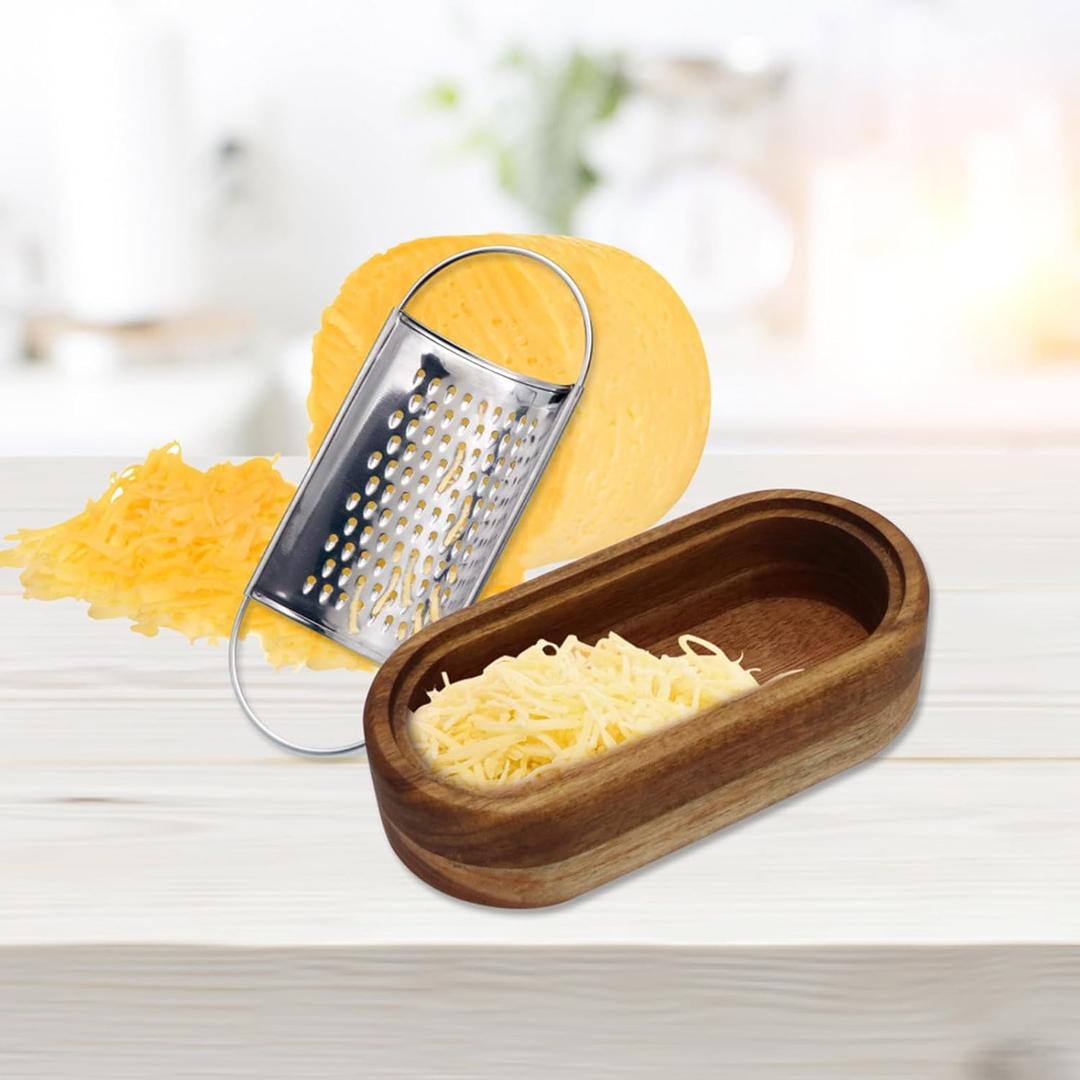 Stainless Steel Cheese Grater With Wood Container Hand Grater Mini Shredder Zester Box Graters for Kitchen