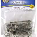 Darice 50-Piece Coilless Safety Pin, 2.25 inch, Silver, Count of 50