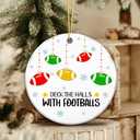 2 x Football Ornament 2025  White Elephant Gift, Deck The Halls with Footballs Ceramic Holiday Decoration  Sports Ornament for Football Players, Coaches & Fans  Unique Stocking Stuffer & Gag Gift