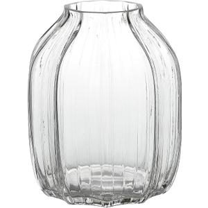 Large Clear Glass Vase Ribbed Tall Clear Vase Flower Vase 8.0" Decorative Vases for Home Table Centerpieces Flowers Decor and Farmhouse(Clear 8.0in)