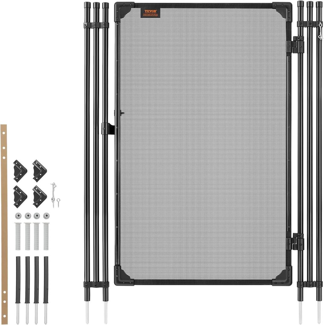 VEVOR Pool Fence, 4 x 2.5 FT Pool Gate for Inground Pools, Pool Safety Fence Gate Kit with Stainless Steel Latch, Removable Child Safety Pool Fencing, Black, 4FTx2.5FT