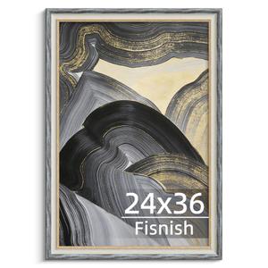 24x36 Poster Frame, Vintage 24 x 36 Poster Frame with HD Plexiglass Durable for Horizontal or Vertical Wall Mounting, White-Gray, 1 Pack