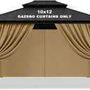 Gazebo Privacy Curtains 10' x 12' Replacement Panels Waterproof & Windproof 4 Zippered Sidewalls for Patio Canopy, Outdoor Garden or Backyard Gazebo(Khaki)