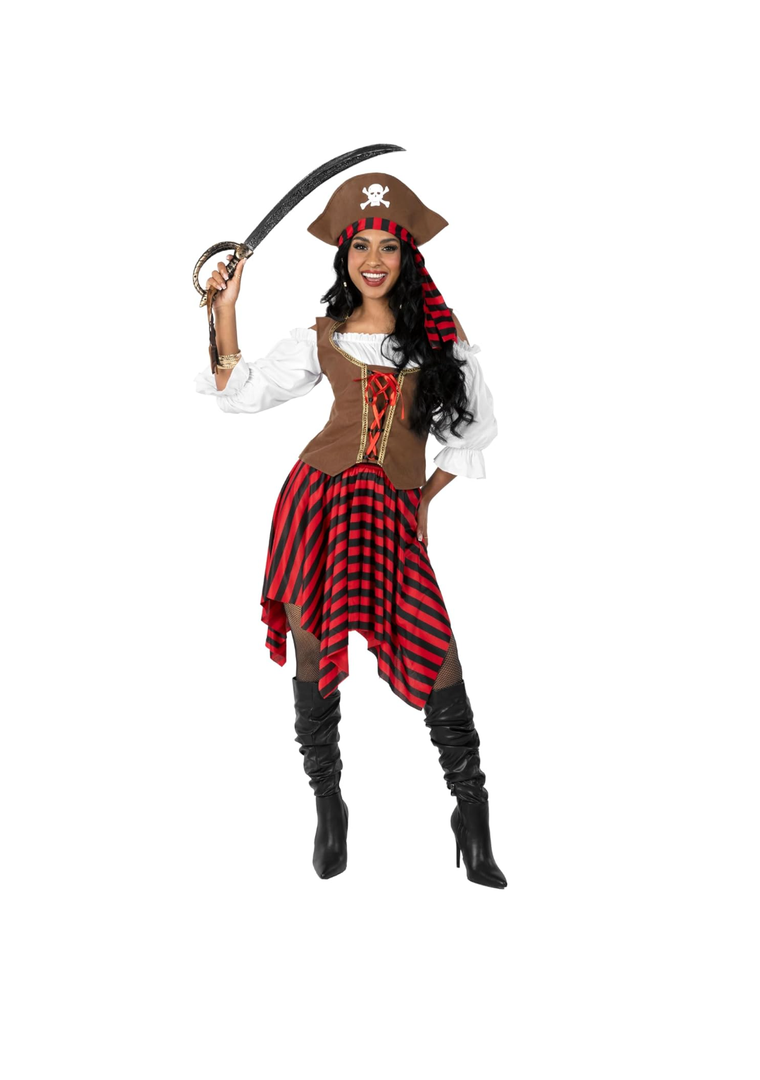 Women's Pirate Costume - Adult Pirate Wench Outfit for Halloween, Dress Up, Themed Parties, Cosplay M