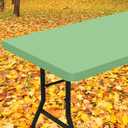 Smiry Rectangle Tablecloth, Elastic Fitted Flannel Backed Vinyl Tablecloths for 6ft Folding Tables, Waterproof Wipeable Table Covers for Indoor, Outdoor, Picnic and Camping (Sage Green, 30"x72")