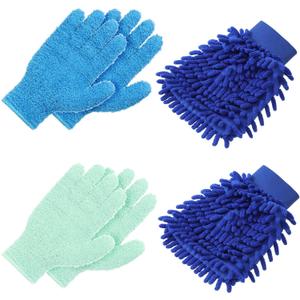 6 Pcs Microfiber Dusting Gloves, Plant Gloves Dusting Reusable Washable Plant Cleaning Glove for Plants, Cars, Blinds, Windows