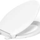 KOHLER 4636-RL-0 Cachet Ready Latch Elongated Toilet Seat Slow Close, Soft Close Toilet Seat Quiet Lid, Contoured Grip-Tight Bumpers Installation Hardware, Apartment Essentials, White