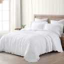 Chezmoi Collection Nora White Comforter Set Full Size 3-Piece Fluffy Soft Stone-Washed Ruffled Shabby Chic Bedding for All Season