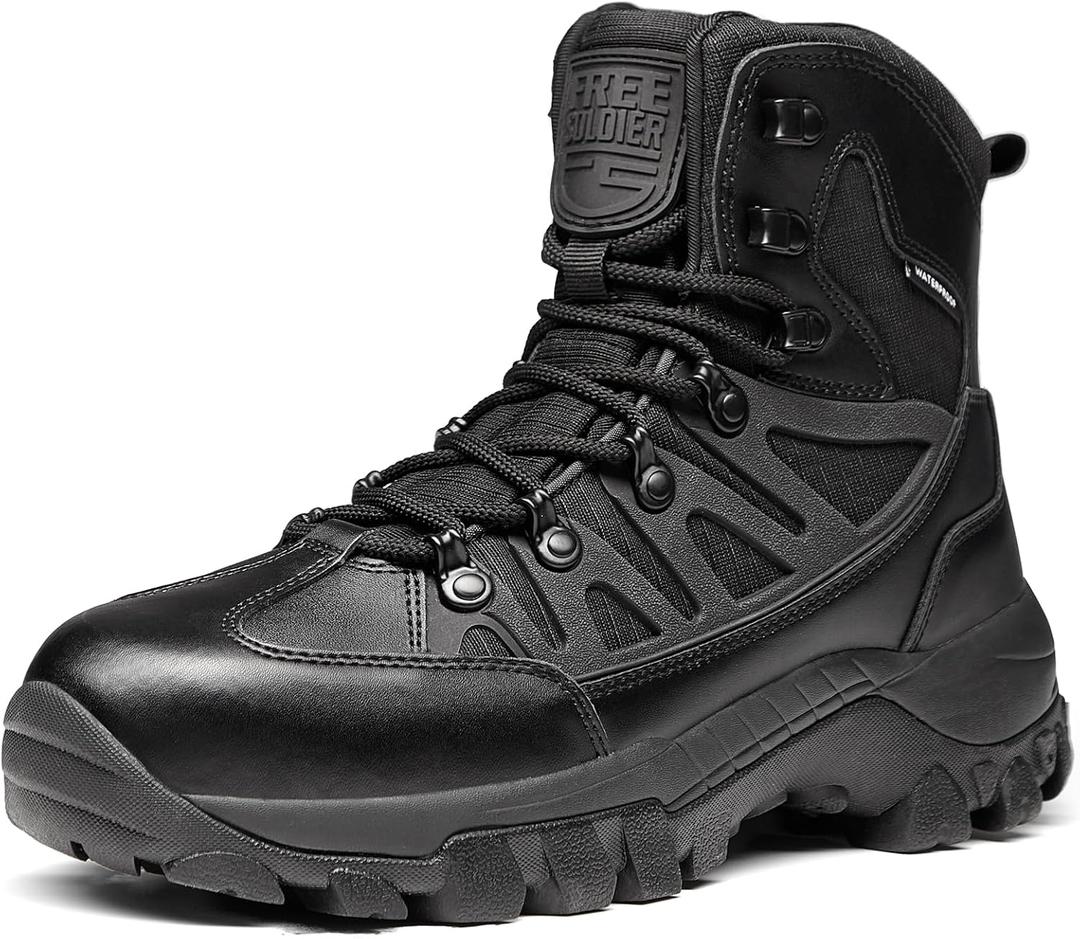 FREE SOLDIER Men's Waterproof Tactical Hiking Boots Military Work Boots Combat Boots (10)