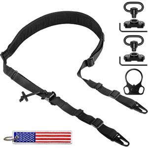 QD Sling 2 Point Sling Swivel Quick Adjust Gun Sling with HK Hook Soft Shoulder Pad, Rifle Sling for Hunting Tactical Strap