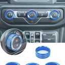 Savadicar HVAC Climate Control Panel Knob Trim Kits & Light Control Switch Cover, Air Conditioner Knob Aluminum Alloy Ring for 2018-2024 Jeep Wrangler JL JLU & Gladiator JT, Interior Accessories, Blue (large-0.59'')