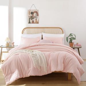 ROSGONIA Oversized King Comforter Blush, 3pcs(1 Comforter & 2 Pillowcases) Lightweight Oversized King Comforter Sets Bedding Blanket Quilts