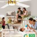 LANMEL 52'' Ceiling Fan with Lights and Remote, Low Profile Modern Ceiling Fan Gold, 6 Speed, Reversible, 3000k-6000k LED, Quiet DC Motor Ceiling Fans for Indoor Outdoor Bedroom Living Room