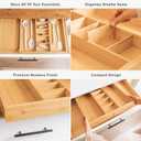 KitchenEdge Adjustable Kitchen Drawer Organizer for Utensils and Junk, Food-Safe Contract Grade with 100% Sustainable Wood, Expandable from 19 to 33 Inches Wide - Natural Bamboo