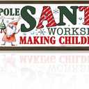 Christmas Wooden Decor, North Pole Santa's Workshop Wooden Sign, Vintage Santa Elves Christmas Decor, Festive Wall Art for Home, Playroom, Holiday Season Decoration, Holiday Party Decoration