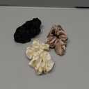 LULUSILK Silk Scrunchies for Hair Sleep, 100% Real Mulberry Silk, No Damage Hair Ties for Women and Girls, Basic Collection, Pack of 3 (Black & Ivory & Brown)