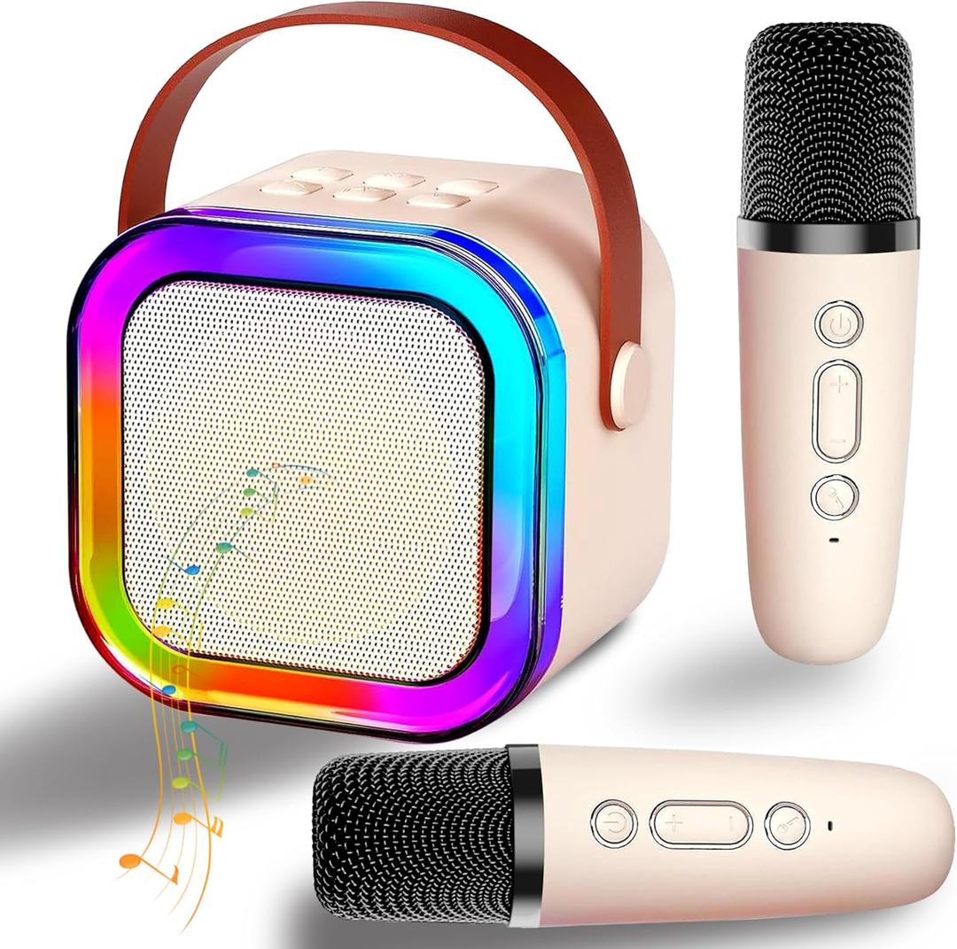 Mini Karaoke Machine for Kids, Karaoke Gifts for Girls Ages 3, 4, 5, 6, 7, 8, 9, 10, 12+Year Old, 3-12 Years Old Birthday Toy Easter Gift for Girls Boys for Karaoke Machine with 2 Wireless Microphones