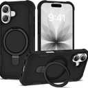 Compatible with iPhone 17 Case 6.3'' with Magnetic Ring Stand [Military Drop Protection][Compatible with MagSafe] Shockproof 17 Phone Case for Men Wowen,Black