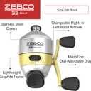 Zebco 33 Spincast Reel and 2-Piece Fishing Rod Combo, Fiberglass Rod with Comfortable Split-Grip Cork Handle, Instant Anti-Reverse Fishing Reel, 60