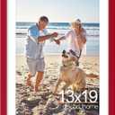 decorUhome 13x19 Picture Frame, Display Pictures 11x17 with Mat or 13x19 without Mat, Wall Mounting Photo Frame, Red, 1 Pack