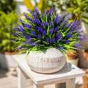 Geegoods Artificial Plants Flowers Outdoor 48 Bundles UV Resistant Faux Lavender Flowers with Monkey Grass for Garden Porch Window Patio Hanging Planter Decor