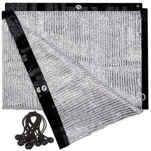 70% Aluminum Shade Cloth 13 FT x 14 FT，Silver Tarps Fabric Privacy Screen Pet Shade Car Cover Patio Garden Pergola Cover Canopy with Grommets and Ball Bungee, Aluminum Foil Shade Net