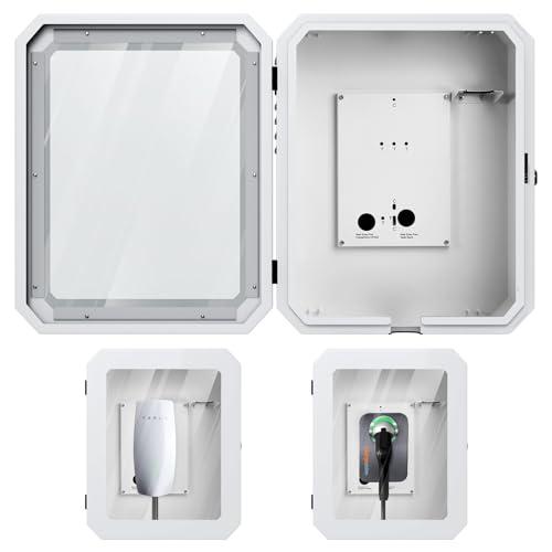 Charger Station Box for Tesla Gen 3 Wall Connector and ChargePoint EV Charger, Cable Organizer Holder Lock Cover Outdoor Rainproof, Snowproof, Dustproof, Theftproof, Home Charging Accessories
